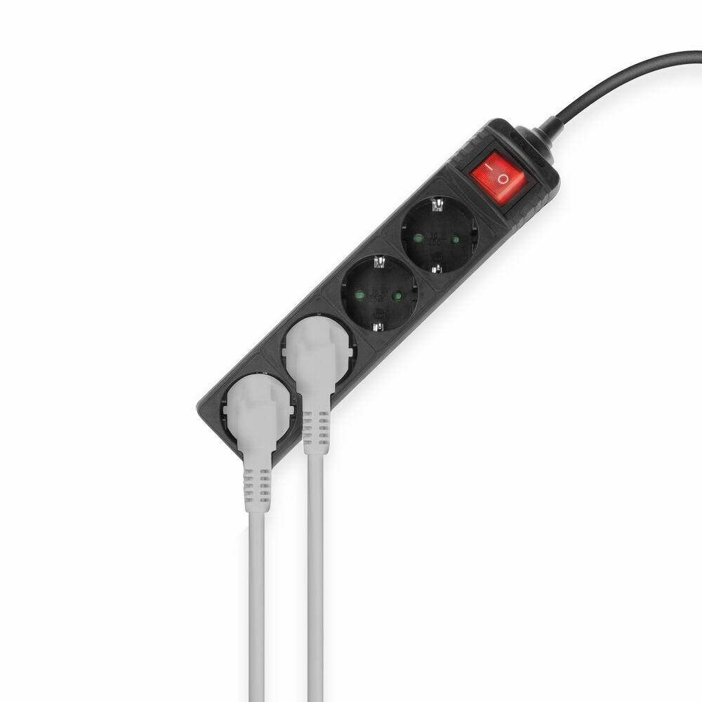 ACT Stekkerdoos met lichtgevende schakelaar, 4 sockets, 2 m, zwart - Afbeelding 3