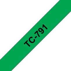Brother TC-791 labelprinter-tape Zwart op groen - Afbeelding 2