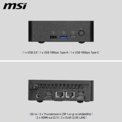 MSI Cubi NUC AI+ 3MG-002EU Copilot+ PC Intel Core Ultra 9 386H 32 GB DDR5-SDRAM 1 TB SSD Windows 11 Pro Mini PC Zwart - Afbeelding 4