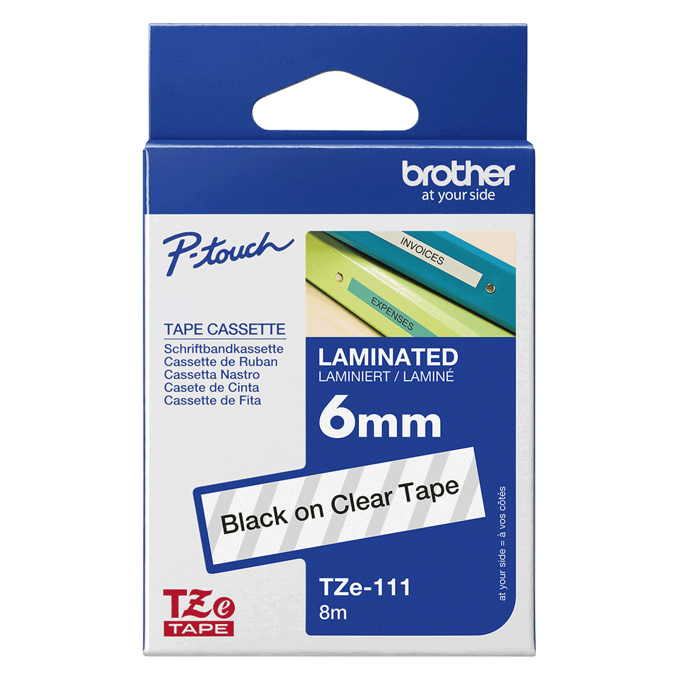 Brother TZE-111 labelprinter-tape Zwart op zilver - Afbeelding 5