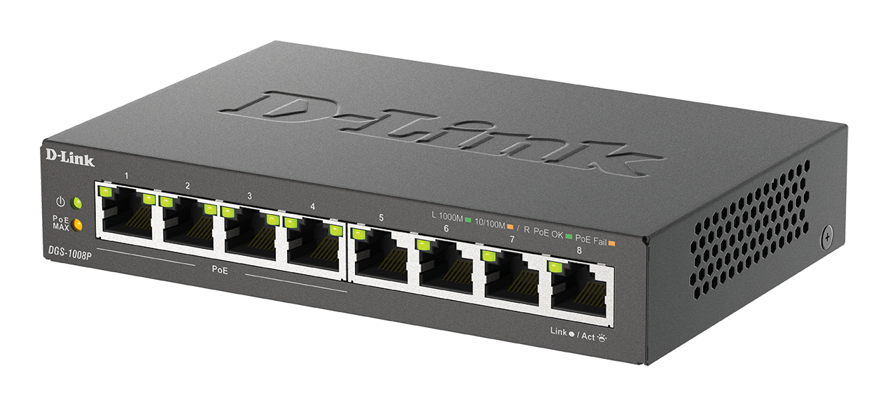 D-Link DGS-1008P/E netwerk-switch Unmanaged L2 Gigabit Ethernet (10/100/1000) Power over Ethernet (PoE) Desktop Zwart - Afbeelding 5