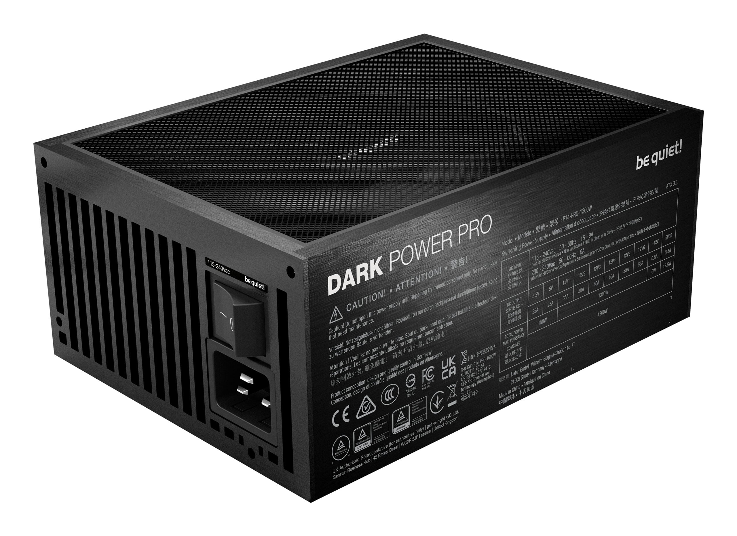 be quiet! Dark Power Pro 14 IO power supply unit 1300 W 20+4 pin ATX ATX Zwart - Afbeelding 4