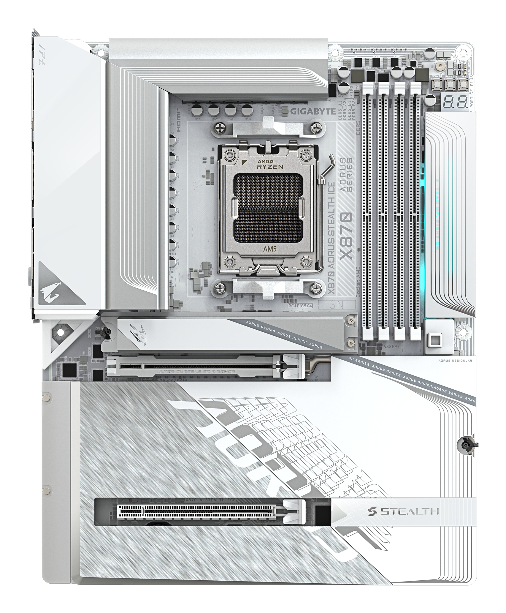 GIGABYTE X870 AORUS STEALTH ICE AMD X870 Socket AM5 ATX - Afbeelding 3