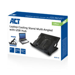 ACT Laptopstandaard, met ventilator, hoogte verstelbaar in 5 standen, 2-poorts hub - Afbeelding 5