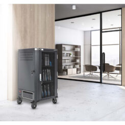 Manhattan Laadtrolley voor 30 laptops (tot 16"), laden via interne AC-adapters (EU) (installatie van voedingskabels van apparaten vereist), geschikt voor ALLE laptops, iPad, MacBook en Chromebook, vakken 380×30×280 mm, landkast, afsluitbaar - Afbeelding 6