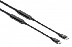 Manhattan USB-C naar USB-C kabel, 5 m, actief, mannelijk naar mannelijk, 10 Gbps (USB 3.2 Gen2), 3A, zwart, levenslange garantie - Afbeelding 3