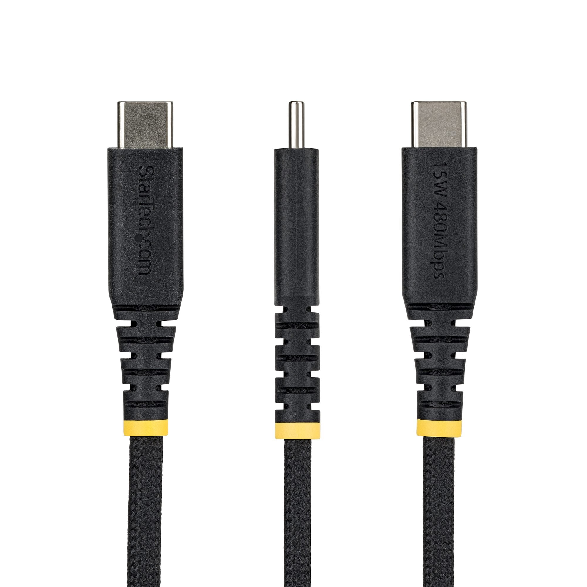 StarTech.com 15cm USB-A naar USB-C Snellaadkabel, 15W 3A, Dual-Layer Gevlochten Nylon / TPE Mantel, Duurzame USB-A naar USB-C Oplaadkabel, USB-A naar USB-C Kabel - Afbeelding 3