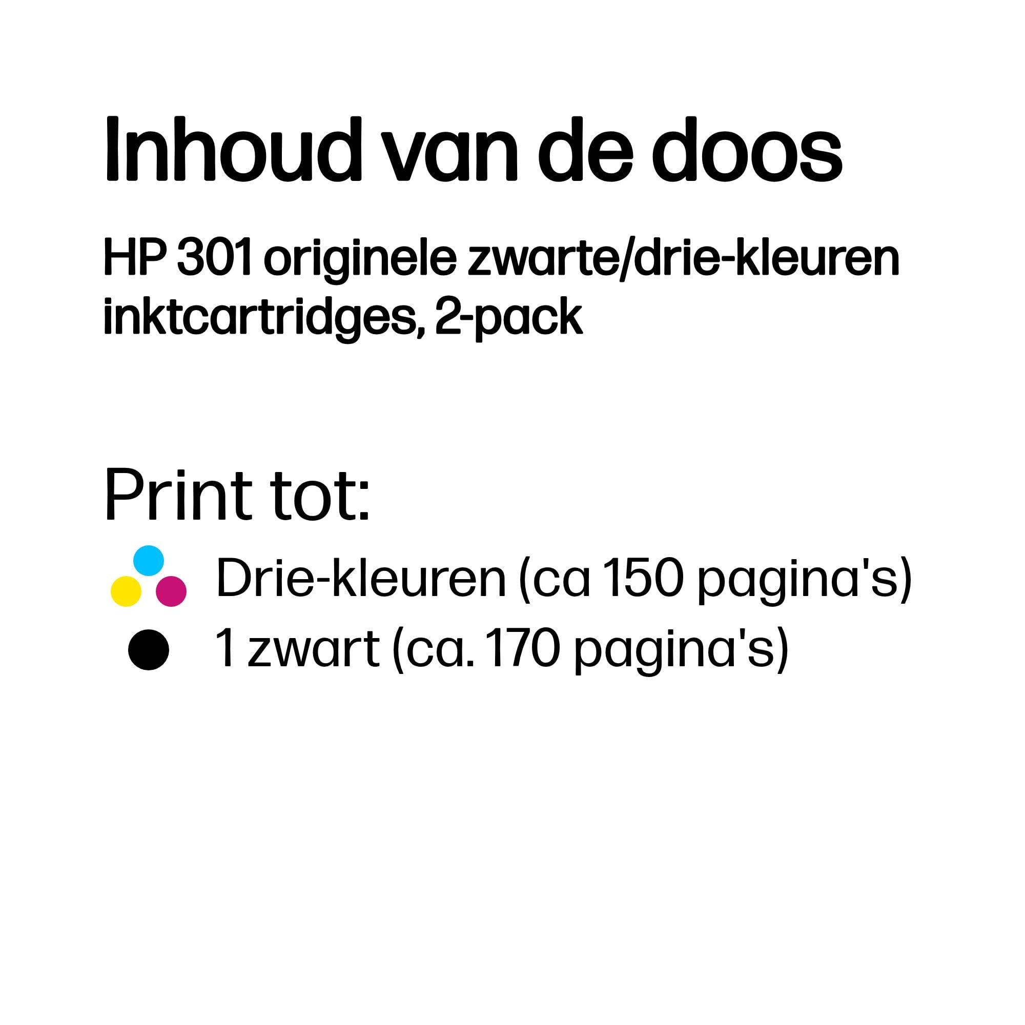 HP 301 originele zwarte/drie-kleuren inktcartridges, 2-pack - Afbeelding 4