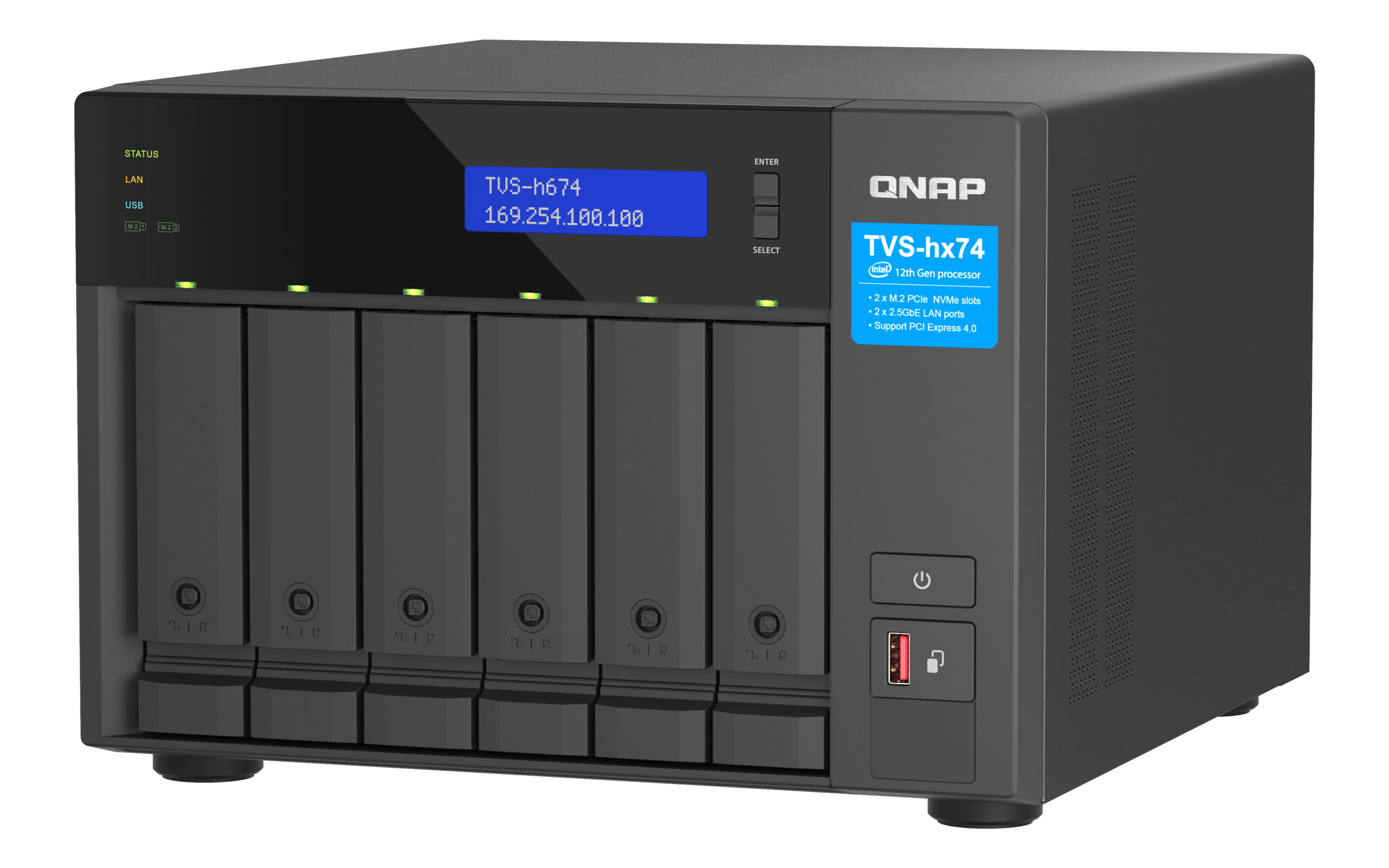 QNAP TVS-h674 NAS Tower Intel® Core™ i3 i3-12100 16 GB DDR4 0 TB QuTS hero Zwart - Afbeelding 6