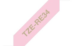 Brother TZE-RE34 labelprinter-tape Goud op roze