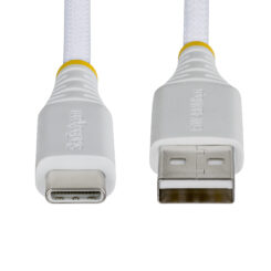 StarTech.com 2m USB-A naar USB-C Snellaadkabel, 15W 3A, Dual-Layer Gevlochten Nylon / TPE Mantel, Duurzame USB-A naar USB-C Oplaadkabel, Wit - Afbeelding 6