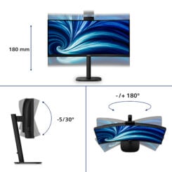 Philips 3000 series 34B2U3600CH/00 computer monitor 86,4 cm (34") 3440 x 1440 Pixels Wide Quad HD LCD Zwart - Afbeelding 6