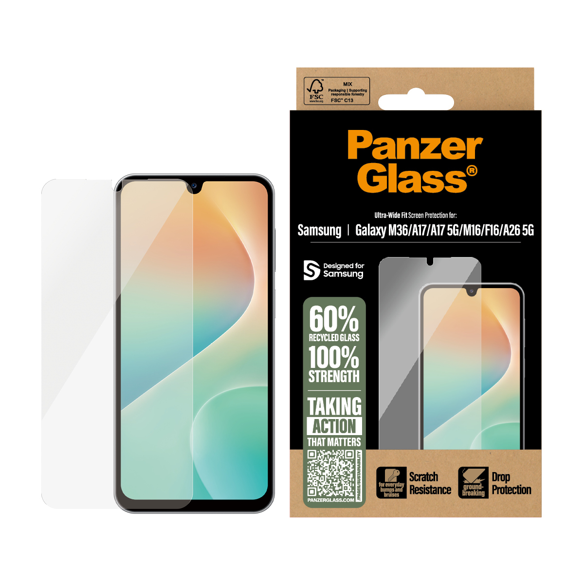PanzerGlass ® Screen Protector Samsung Galaxy M17 5G | M36 | A17 | A17 5G | M16 | F16 | A26 5G | Ultra-Wide Fit Doorzichtige schermbeschermer 1 stuk(s) - Afbeelding 3