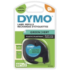 DYMO LetraTag originele plastic labels | Zwarte afdruk op groene etiketten | 12 mm x 4 m | Zelfklevende multifunctionele labels voor LetraTag labelprinters | gemaakt in Europa