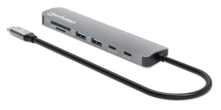 Manhattan USB-C dock/hub met kaartlezer, poorten (5): HDMI, USB-A (2×) en USB-C (2×), met Power Delivery (PD) 100 W - vereist een externe USB-C-lader (niet inbegrepen). USB-gevoed (geen externe voeding vereist) wanneer PD niet wordt gebruikt - Afbeelding 3