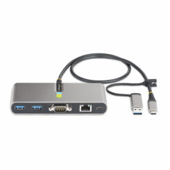 StarTech.com 2-Port USB-C Hub met Ethernet en RS-232, Geïntegreerde USB-C naar USB-A Dongle, 100W PD Pass-Through, 2x USB-A 5Gbps, Gigabit Ethernet, RS232 Serial (FTDI) - Afbeelding 4