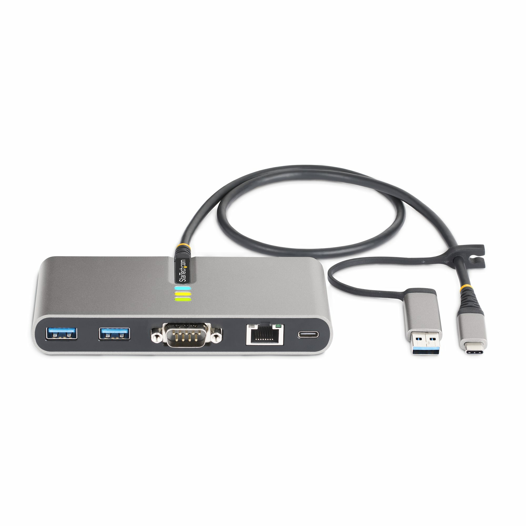 StarTech.com 2-Port USB-C Hub met Ethernet en RS-232, Geïntegreerde USB-C naar USB-A Dongle, 100W PD Pass-Through, 2x USB-A 5Gbps, Gigabit Ethernet, RS232 Serial (FTDI) - Afbeelding 4