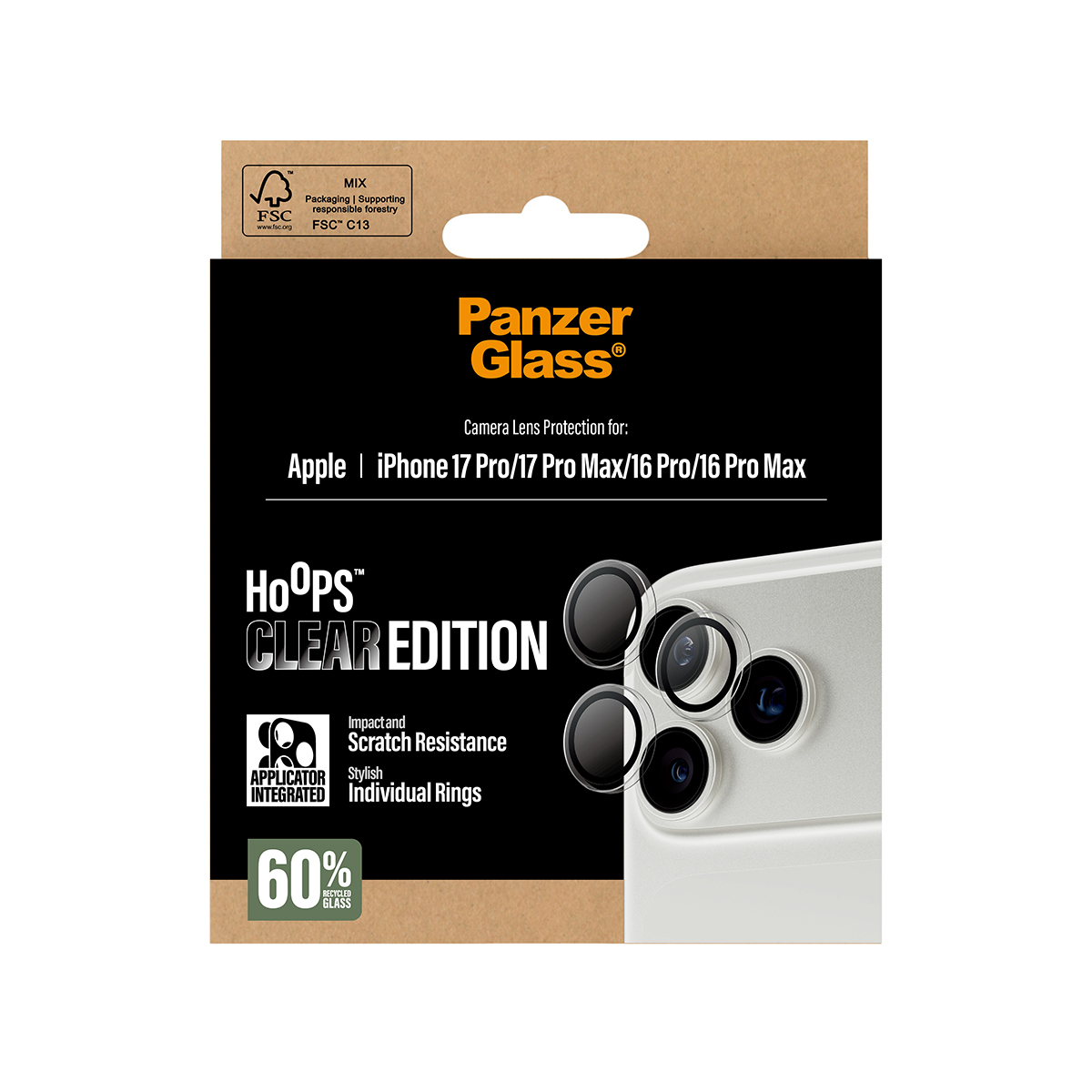 PanzerGlass ® Hoops® Camera Lens Protector Transparent iPhone 17 Pro | iPhone 17 Pro Max | iPhone 16 Pro | 16 Pro Max Doorzichtige schermbeschermer Apple 1 stuk(s) - Afbeelding 4