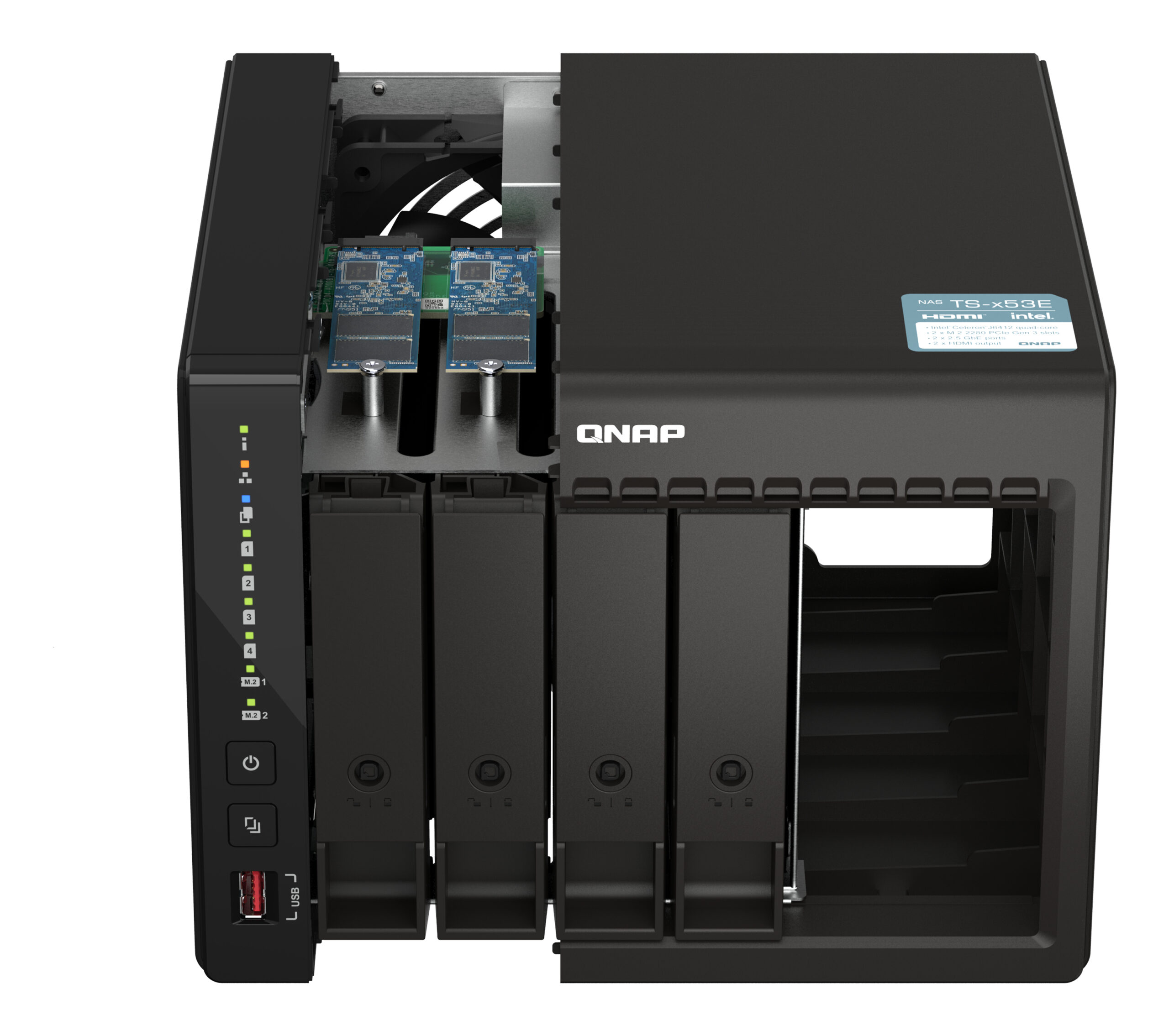 QNAP TS-453E NAS Tower Intel® Celeron® J6412 8 GB 0 TB QNAP QTS Zwart - Afbeelding 3