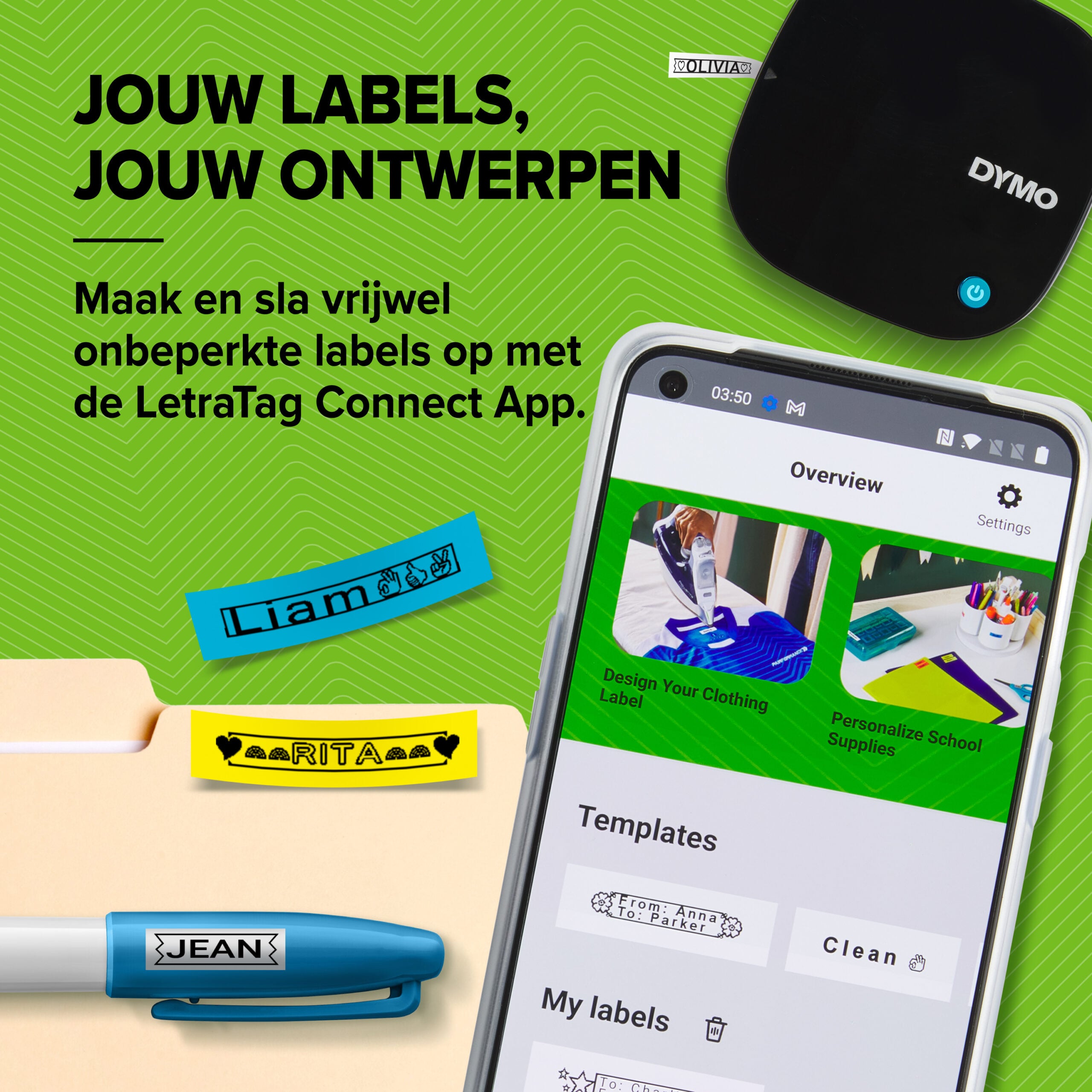 DYMO LetraTag 200B labelprinter met bluetooth | Compacte labelmaker | Verbinding via draadloze bluetoothtechnologie met iOS en Android | Inclusief 1 witte papieren etikette - Afbeelding 5