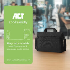 ACT Urban schoudertas voor laptops tot 16”, gemaakt van gerecyclede plastic flessen - Afbeelding 3