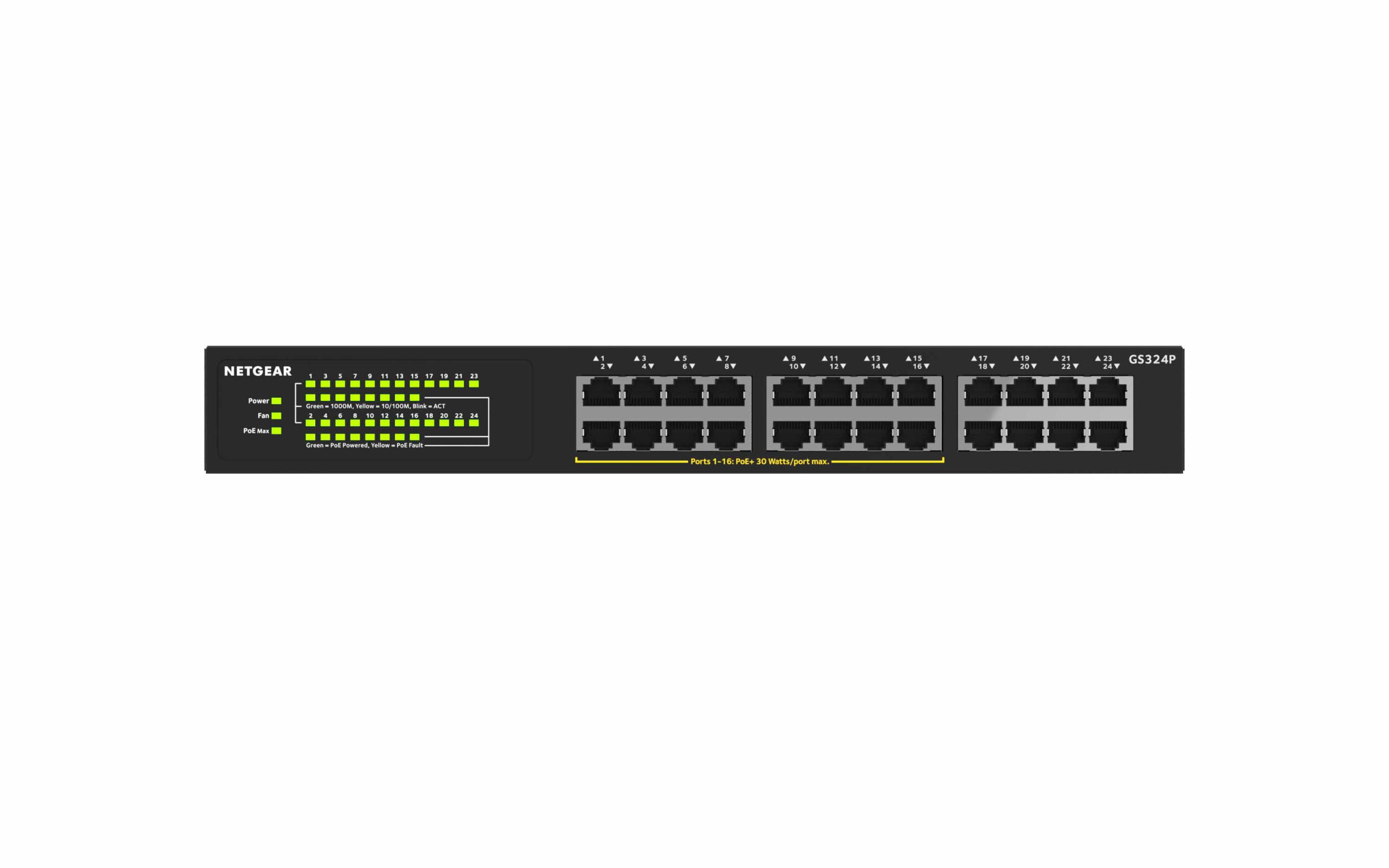 NETGEAR GS324P Unmanaged Gigabit Ethernet (10/100/1000) Power over Ethernet (PoE) 1U Zwart - Afbeelding 5