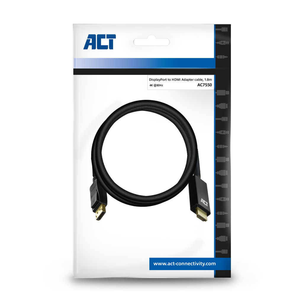 ACT DisplayPort naar HDMI adapterkabel, 1,8 m - Afbeelding 5