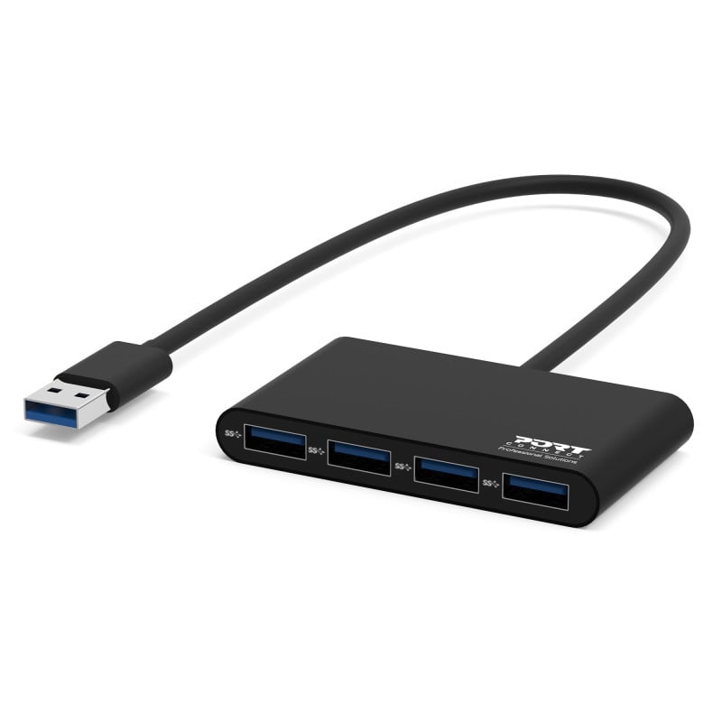 Port Designs 900121 interface hub USB 3.2 Gen 1 (3.1 Gen 1) Type-A 5000 Mbit/s Zwart