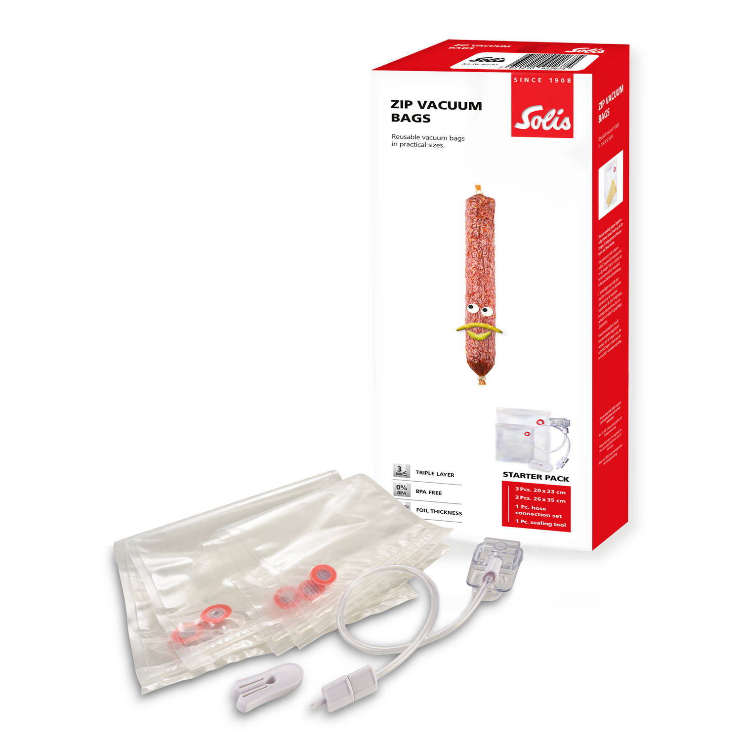 SOLIS ZIP VACUUM BAGS STARTER SET GESCHIKT VOOR GEBRUIK METVACUUeMAPPARATEN EN VOEDSELBEWARING