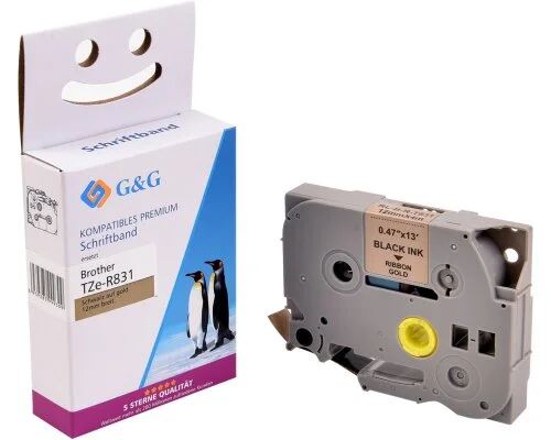 G&G 18778 labelprinter-tape Zwart op goud TZe