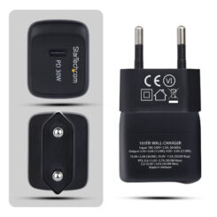 StarTech.com 30W USB-C Wandlader, Draagbare GaN Lader met USB Power Delivery Fast Charging, GaN 5V/9V/15V/20V PD, USB-C Oplader, Zwart - Afbeelding 4